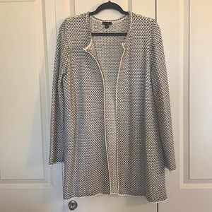 Ann Taylor Factory Black & White Open Front Cardigan